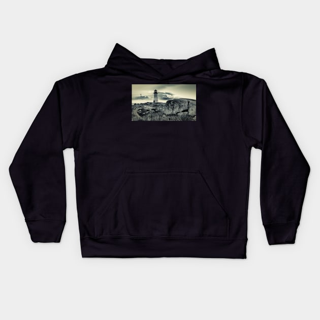 Peggys Cove Lighthouse Kids Hoodie by kenmo